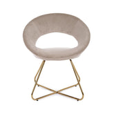 Scaun tip fotoliu taupe/auriu din catifea poliester si otel Vanity Bizzotto